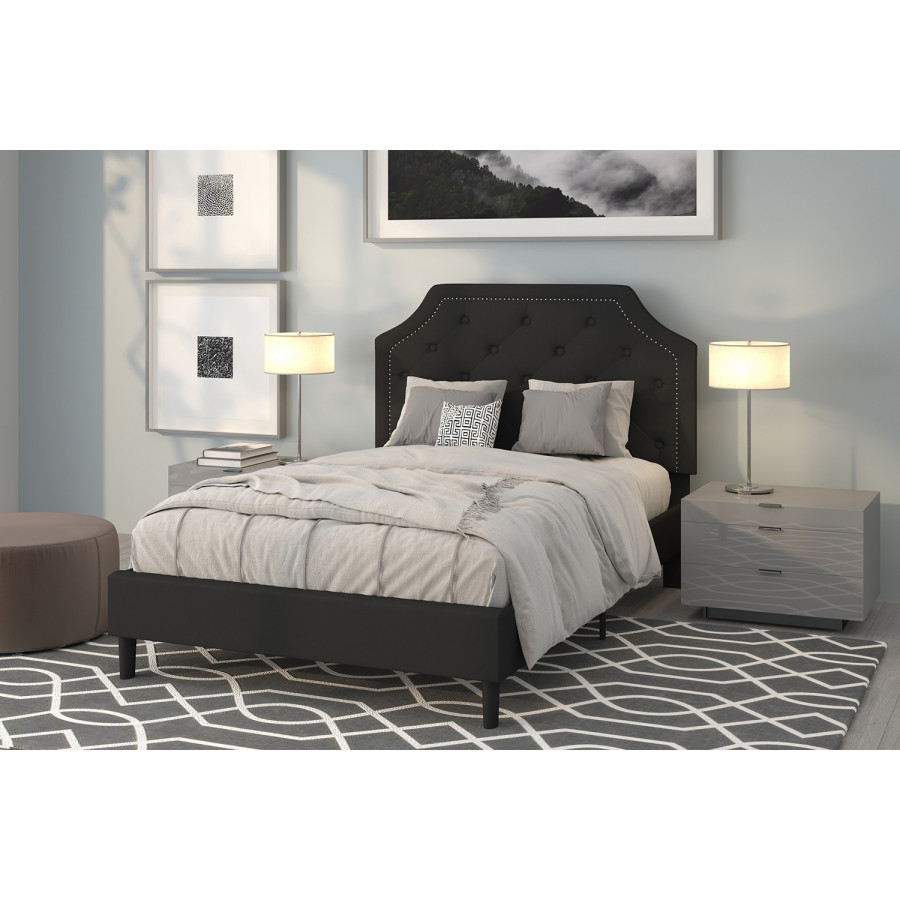 BLNK Brighton Tufted Upholstered Platform Bed - Black, Full Size