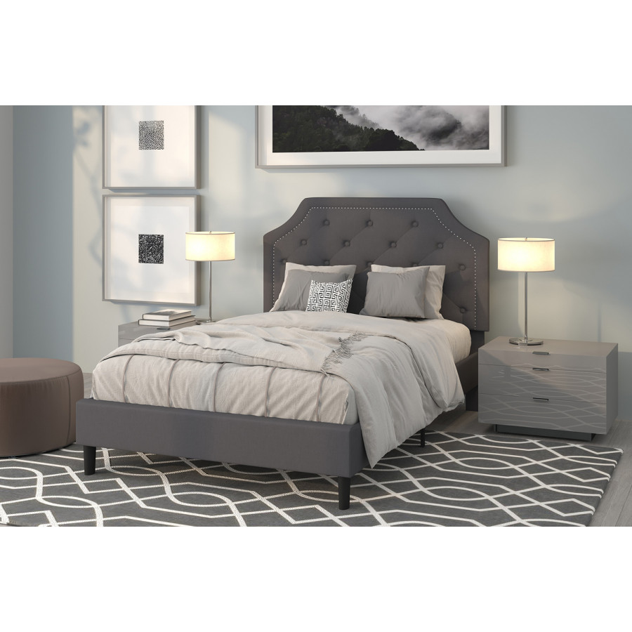 BLNK Brighton Tufted Upholstered Platform Bed - Dark Gray, Full Size