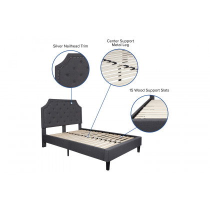 BLNK Brighton Tufted Upholstered Platform Bed - Dark Gray, Full Size