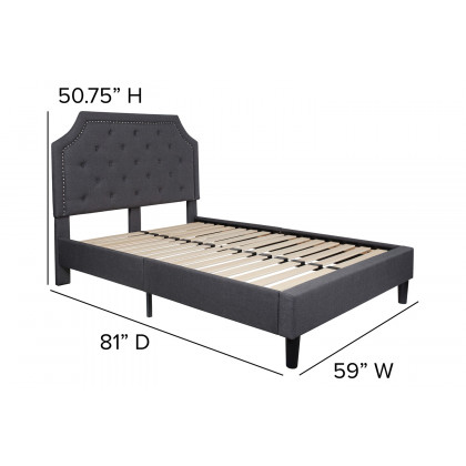 BLNK Brighton Tufted Upholstered Platform Bed - Dark Gray, Full Size