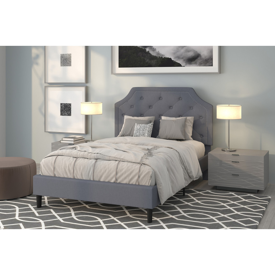BLNK Brighton Tufted Upholstered Platform Bed - Light Gray, Full Size