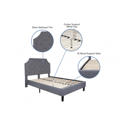 BLNK Brighton Tufted Upholstered Platform Bed - Light Gray, Full Size
