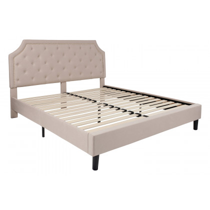 BLNK Brighton Tufted Upholstered Platform Bed - Beige, King Size