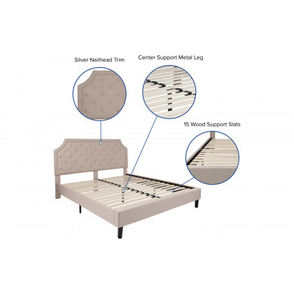 BLNK Brighton Tufted Upholstered Platform Bed - Beige, King Size
