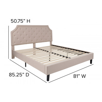 BLNK Brighton Tufted Upholstered Platform Bed - Beige, King Size