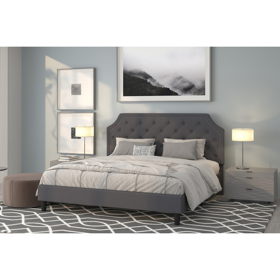 BLNK Brighton Tufted Upholstered Platform Bed - Dark Gray, King Size