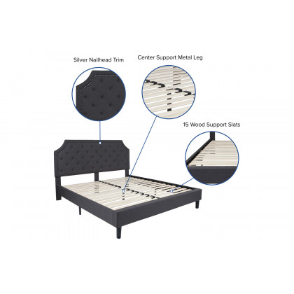 BLNK Brighton Tufted Upholstered Platform Bed - Dark Gray, King Size