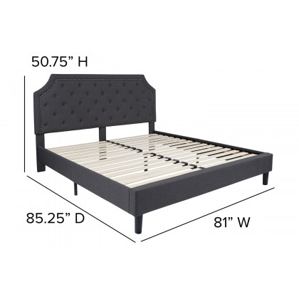 BLNK Brighton Tufted Upholstered Platform Bed - Dark Gray, King Size