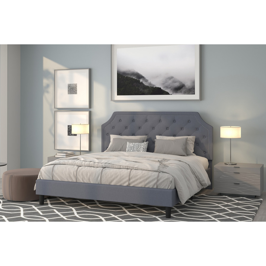 BLNK Brighton Tufted Upholstered Platform Bed - Light Gray, King Size