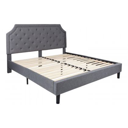 BLNK Brighton Tufted Upholstered Platform Bed - Light Gray, King Size