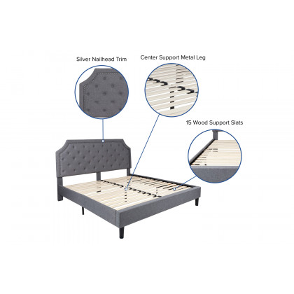 BLNK Brighton Tufted Upholstered Platform Bed - Light Gray, King Size