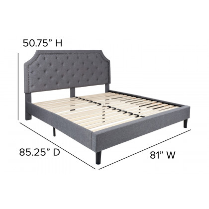 BLNK Brighton Tufted Upholstered Platform Bed - Light Gray, King Size