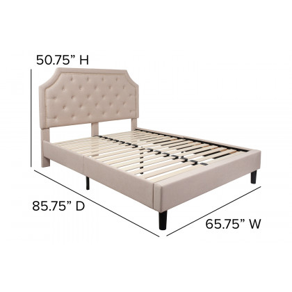 BLNK Brighton Tufted Upholstered Platform Bed - Beige, Queen Size