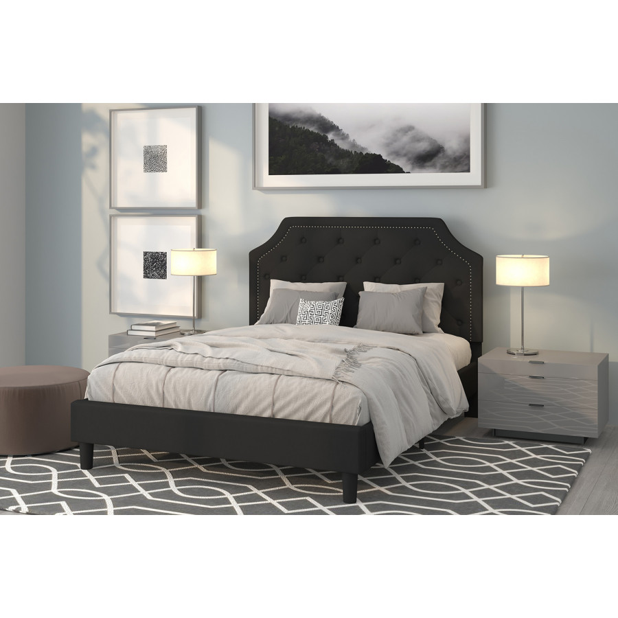 BLNK Brighton Tufted Upholstered Platform Bed - Black, Queen Size