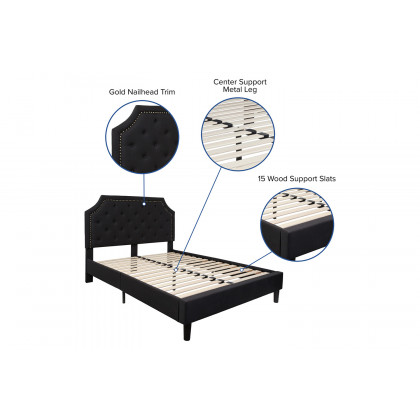 BLNK Brighton Tufted Upholstered Platform Bed - Black, Queen Size
