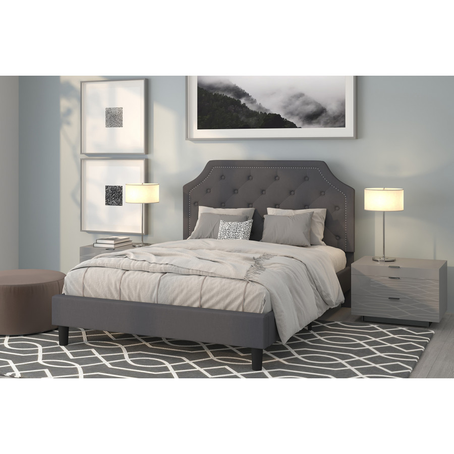 BLNK Brighton Tufted Upholstered Platform Bed - Dark Gray, Queen Size