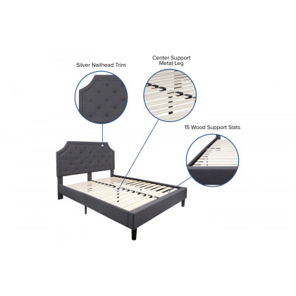 BLNK Brighton Tufted Upholstered Platform Bed - Dark Gray, Queen Size