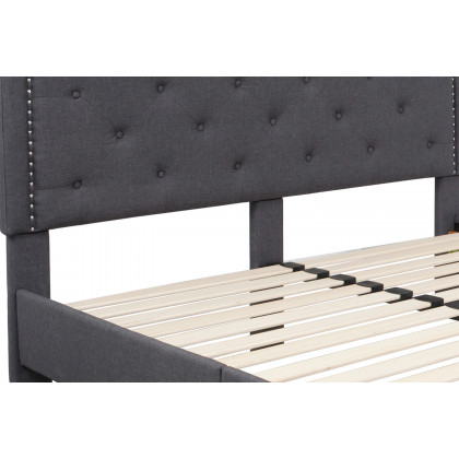 BLNK Brighton Tufted Upholstered Platform Bed - Dark Gray, Queen Size