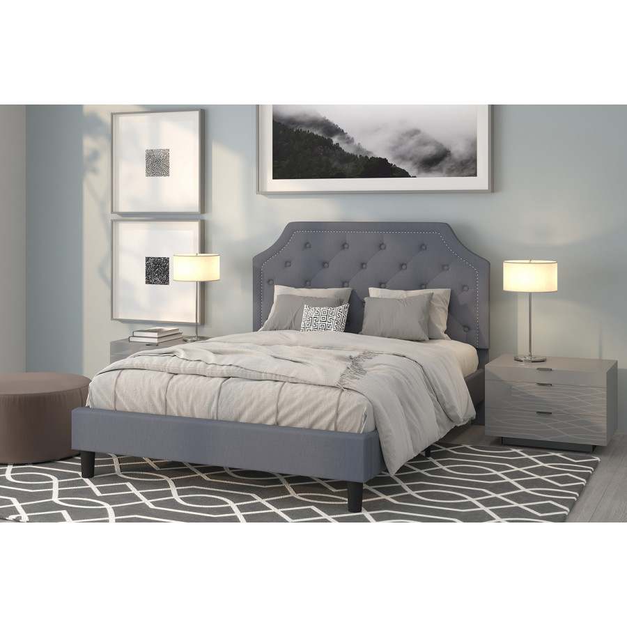BLNK Brighton Tufted Upholstered Platform Bed - Light Gray, Queen Size