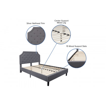 BLNK Brighton Tufted Upholstered Platform Bed - Light Gray, Queen Size