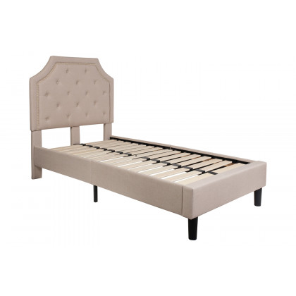 BLNK Brighton Tufted Upholstered Platform Bed - Beige, Twin Size