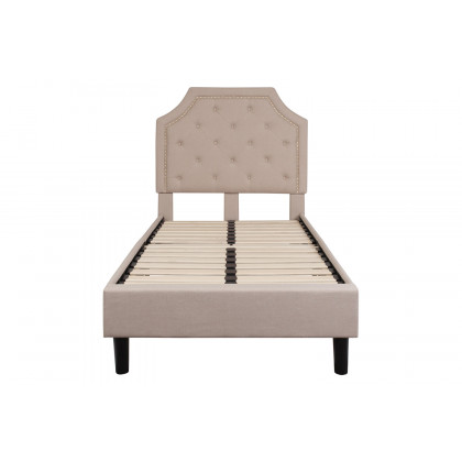 BLNK Brighton Tufted Upholstered Platform Bed - Beige, Twin Size