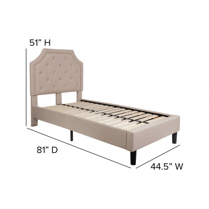 BLNK Brighton Tufted Upholstered Platform Bed - Beige, Twin Size