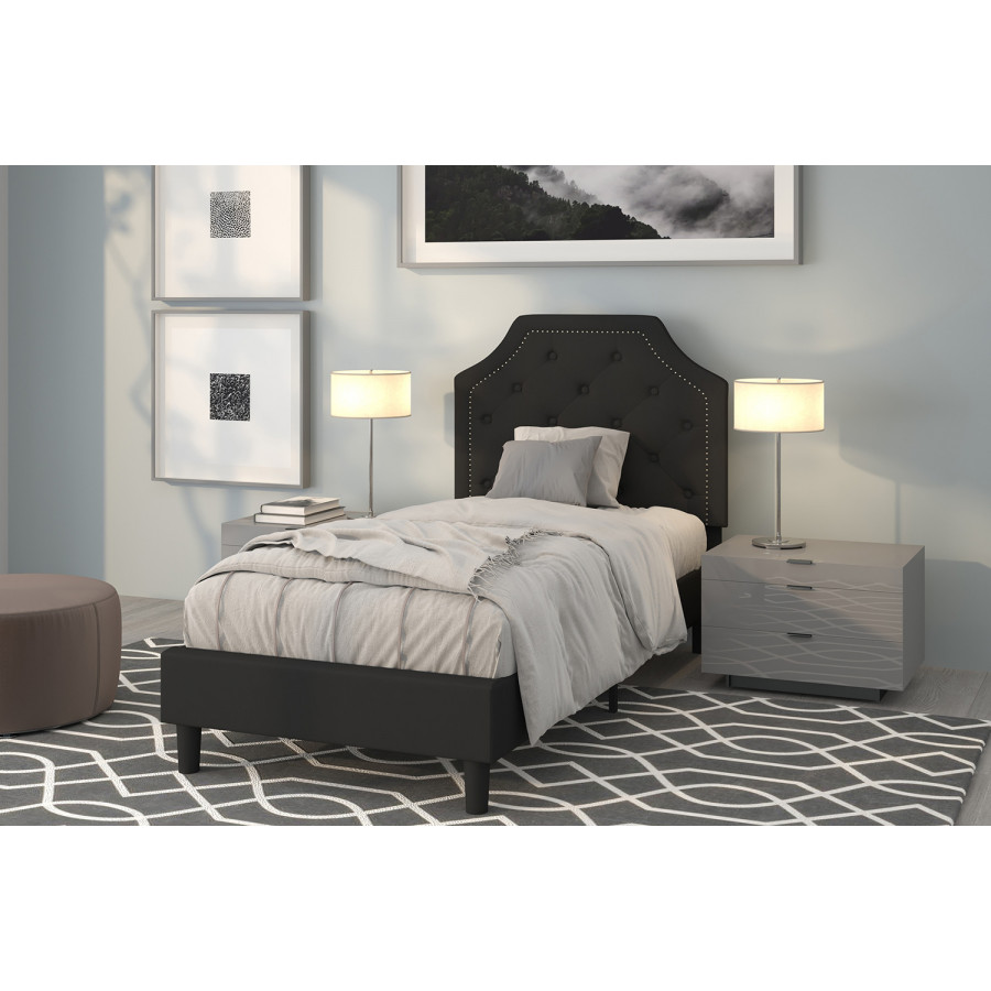 BLNK Brighton Tufted Upholstered Platform Bed - Black, Twin Size