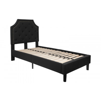 BLNK Brighton Tufted Upholstered Platform Bed - Black, Twin Size