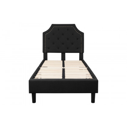 BLNK Brighton Tufted Upholstered Platform Bed - Black, Twin Size