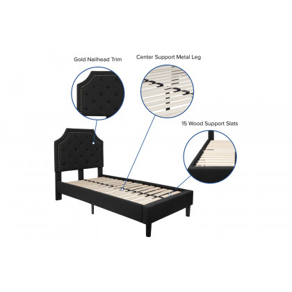 BLNK Brighton Tufted Upholstered Platform Bed - Black, Twin Size