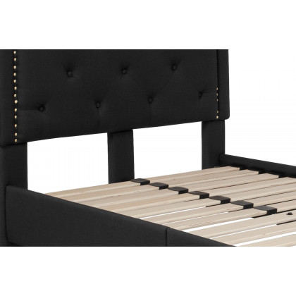 BLNK Brighton Tufted Upholstered Platform Bed - Black, Twin Size