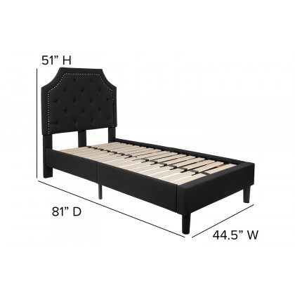 BLNK Brighton Tufted Upholstered Platform Bed - Black, Twin Size