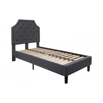 BLNK Brighton Tufted Upholstered Platform Bed - Dark Gray, Twin Size