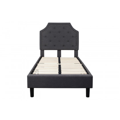 BLNK Brighton Tufted Upholstered Platform Bed - Dark Gray, Twin Size