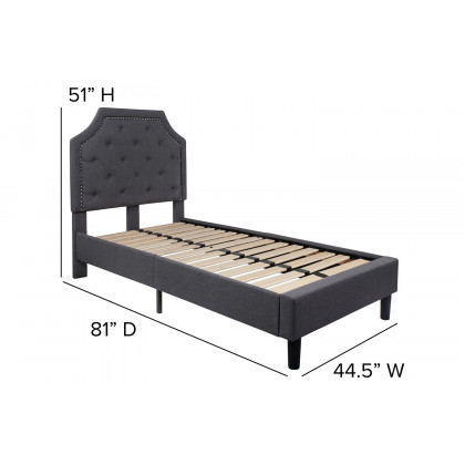 BLNK Brighton Tufted Upholstered Platform Bed - Dark Gray, Twin Size