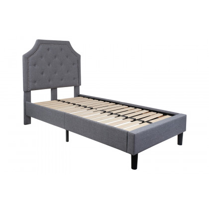 BLNK Brighton Tufted Upholstered Platform Bed - Light Gray, Twin Size