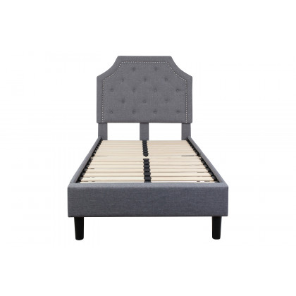 BLNK Brighton Tufted Upholstered Platform Bed - Light Gray, Twin Size