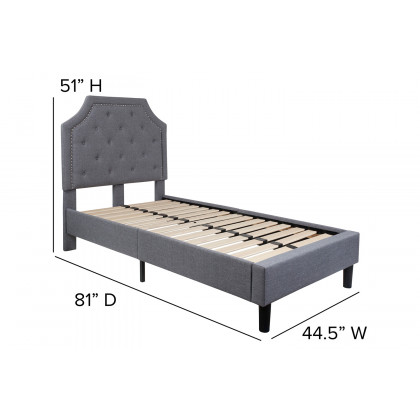 BLNK Brighton Tufted Upholstered Platform Bed - Light Gray, Twin Size