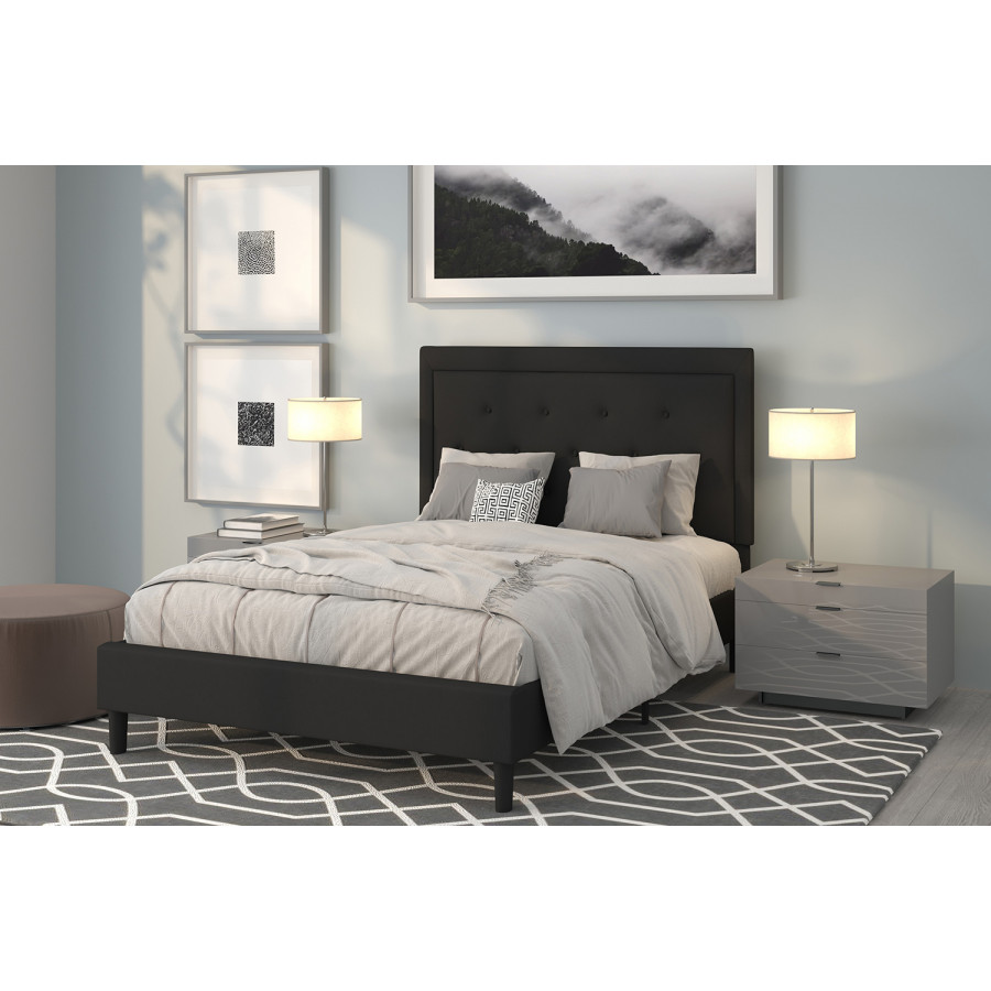 BLNK Roxbury Tufted Upholstered Platform Bed - Black, Full Size
