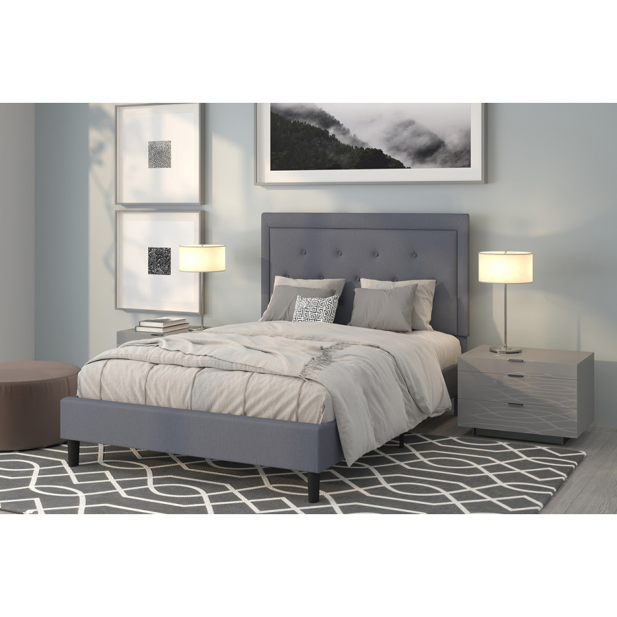BLNK Roxbury Tufted Upholstered Platform Bed - Light Gray, Full Size