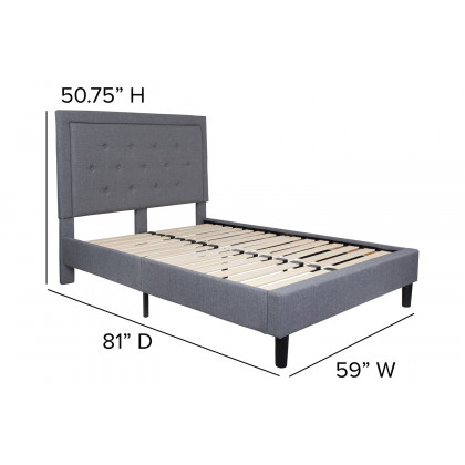 BLNK Roxbury Tufted Upholstered Platform Bed - Light Gray, Full Size