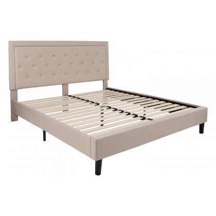 BLNK Roxbury Tufted Upholstered Platform Bed - Beige, King Size