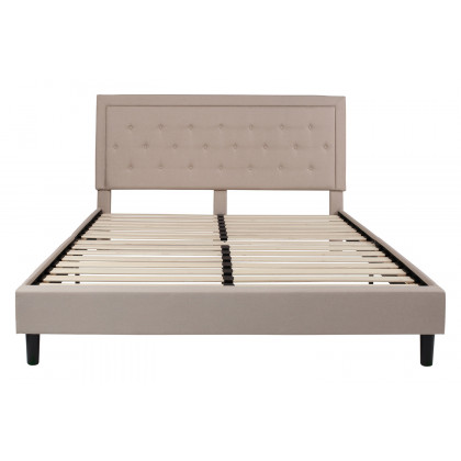 BLNK Roxbury Tufted Upholstered Platform Bed - Beige, King Size
