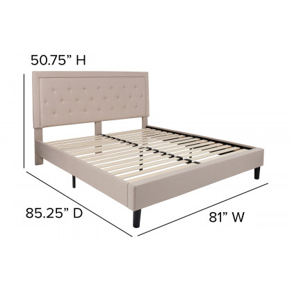 BLNK Roxbury Tufted Upholstered Platform Bed - Beige, King Size