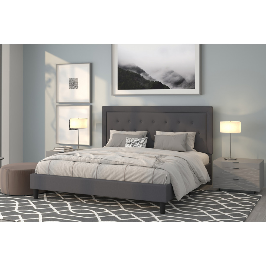 BLNK Roxbury Tufted Upholstered Platform Bed - Dark Gray, King Size