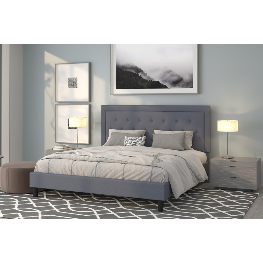 BLNK Roxbury Tufted Upholstered Platform Bed - Light Gray, King Size