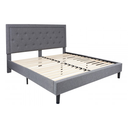 BLNK Roxbury Tufted Upholstered Platform Bed - Light Gray, King Size