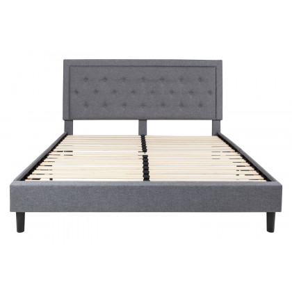 BLNK Roxbury Tufted Upholstered Platform Bed - Light Gray, King Size