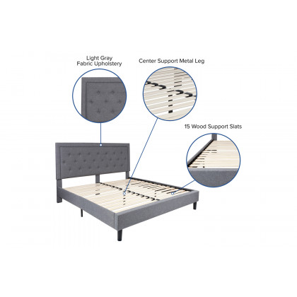 BLNK Roxbury Tufted Upholstered Platform Bed - Light Gray, King Size